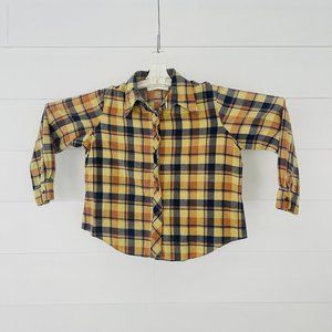 Vintage 70’s K Mart 100% Cotton Flannel Plaid Men’s Shirt 44 Large